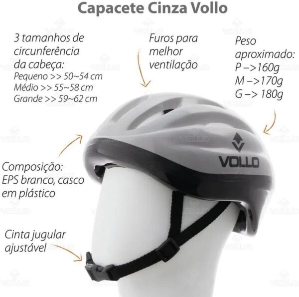 Capacete, Vollo Sports, Cinza