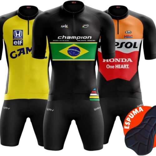 61ZictzXt1L._AC_SL1200_.jpg Conjunto de Ciclismo Masculino Equipe MTB Camisa e Bermuda Acolchoada Slim