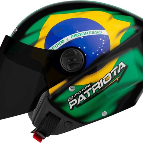 61aJi2ZvQwL._AC_SL1200_.jpg Pro Tork Capacete Aberto New Liberty Three Patriota Brasil, Viseira Fumê, Preto/Verde Tam. 60