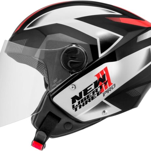 CAPACETE ABERTO PRO TORK NEW LIBERTY 3 PRO BRILHANTE PRETO – VERMELHO TAM. 60
