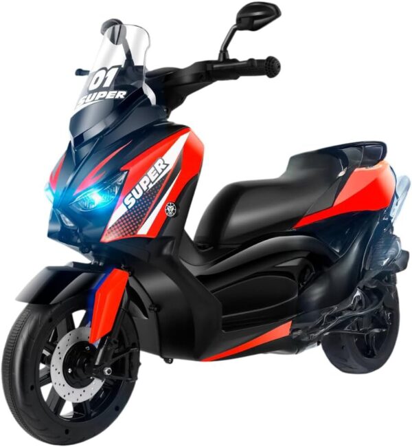 61ddln8UoNL._AC_SL1082_.jpg Bang Toys - Scooter Elétrica Infantil Revvo XR 12V - com Rodas de Treinamento, Luzes de LED, Sons, Entrada USB/MP3, Bluetooth e Suspensão - Suporta até 25kg - Cor Vermelho