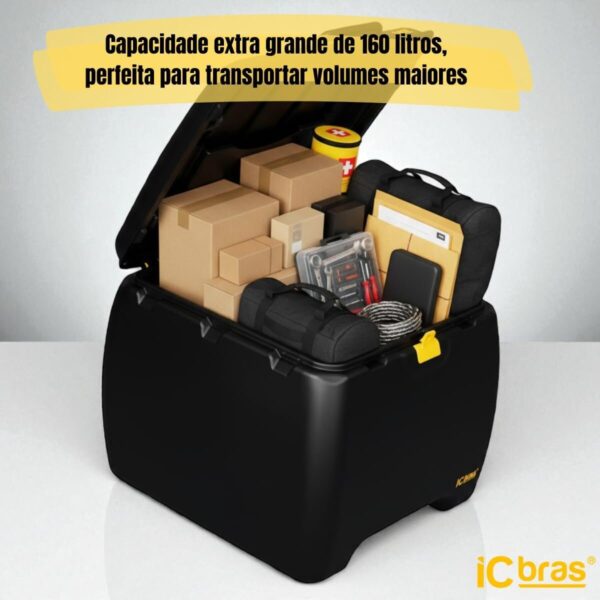 61f3Frz1XAL._AC_SL1200_.jpg Baú de Moto 160L Traseiro Preto Universal iCbras Bauleto