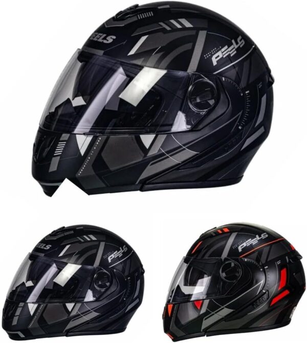 61gJV0w7lNL._AC_SL1200_.jpg Capacete Articulável Moto Peels U-RB2 Dynamic Preto Fosco com Grafite 58