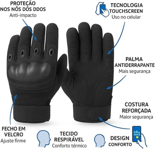 Luva Motociclista, Motoqueiro e Motoboy – Proteção Anti-Impacto e Resistente para Bike, Ciclista com Fecho Ajustável
