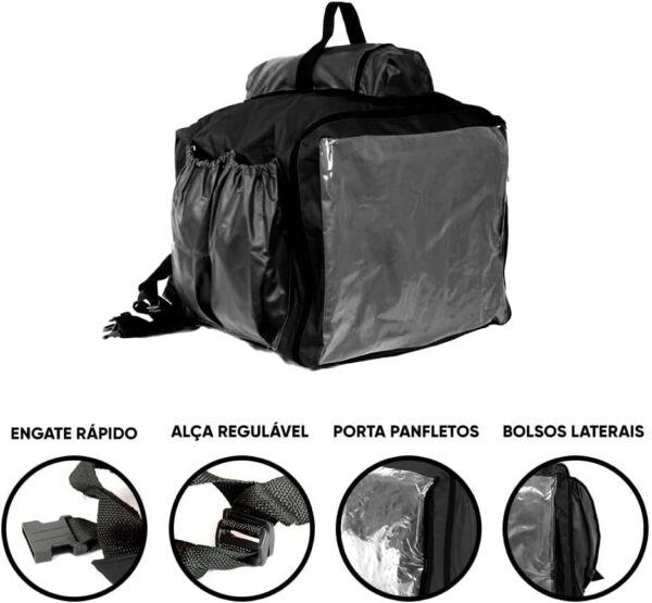 61kIcc5Gd2L._AC_SL1000_.jpg Capa Mochila Bag para Delivery e Entrega de Pizza Lanche Marmita sem Isopor 45 Litros para Motoboy Moto Aplicativo (Preto)