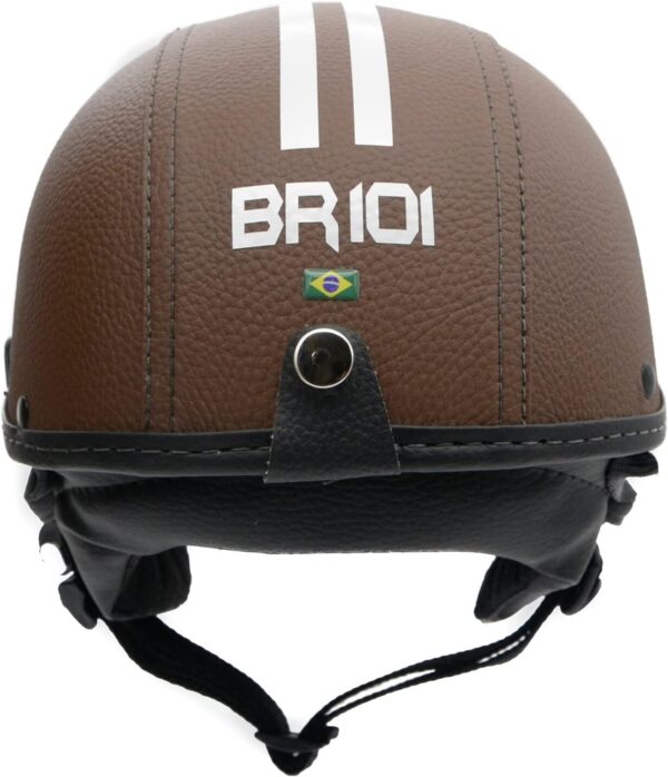 Capacete Coquinho Scooter Elétrica Bike Skate Patinete Br101 Premium Marrom Viseira Cristal (M - VESTE 57/58)