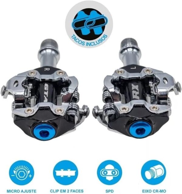 Pedal Clip GTA RX Rolamentos Selados Bike Mtb Com Taquinhos
