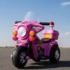 61nUv2nUApL._AC_SL1200_.jpg Mini Moto Elétrica 6v Polícia Menina Com Luz Som E Baú Rosa