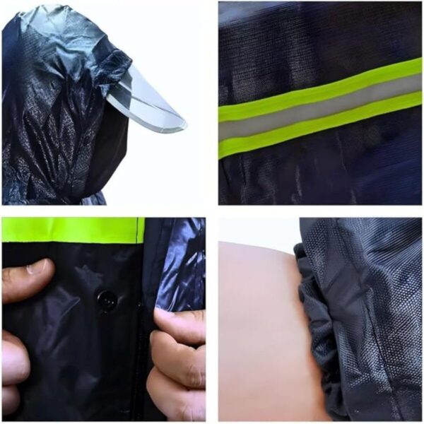 Capa de Chuva Para Motoqueiro Impermeável Azul Capa para Motoboy com Touca Faixa Refletiva e Proteção