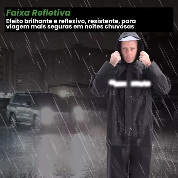 Capa de Chuva para Moto com Jaqueta + Calça Refletiva Impermeável – Motoqueiro, Ciclismo e Entregadores – Alta Visibilidade e Proteção Completa– Tamanho XXG 175-180cm 75-90kg