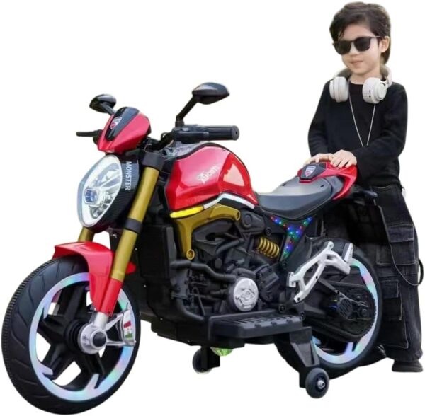 61pdOXUDuUL._AC_SL1080_.jpg Bang Toys - Moto Elétrica Infantil Lightning Rider 12V - com Rodas de Treinamento, Luzes de LED, Sons, Entrada USB/MP3, Bluetooth e Suspensão - Suporta até 30kg - Cor Vermelho