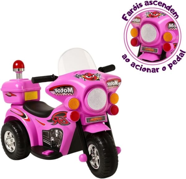 61ppowmQ1OL._AC_SL1200_.jpg Mini Moto Elétrica 6v Polícia Menina Com Luz Som E Baú Rosa