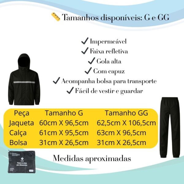 61qa0yNMHNL._AC_SL1100_.jpg Roupa de Chuva para Motociclista Zein House Tools – Impermeável com Capuz, Faixa Refletiva e Gola Alta – Jaqueta + Calça