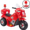Mini Moto Elétrica 6v Polícia Menina Com Luz Som E Baú (Vermelho)