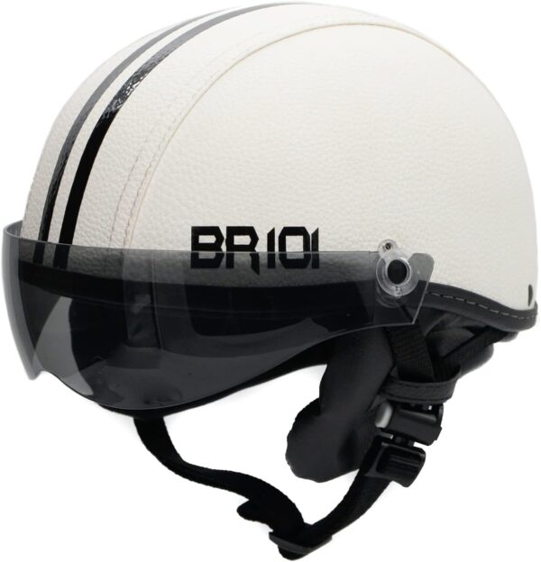Capacete Coquinho Scooter Elétrica Bike Skate Patinete Br101 Premium Branco Viseira Fume (M - VESTE 57/58)