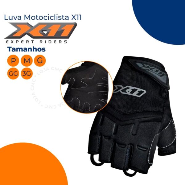 Luva X11 Fit X Meio 1/2 Dedo Motociclista Moto Verão