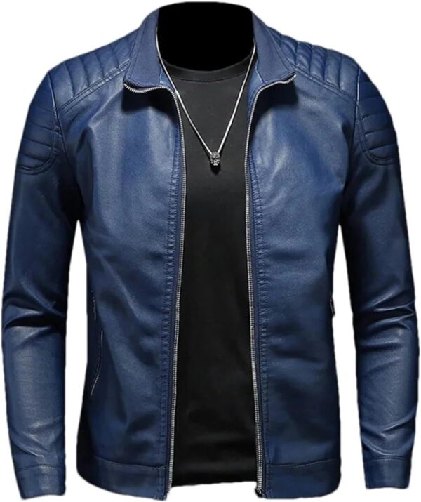 61thU17MqeL._AC_SL1500_.jpg Jaqueta masculina para motociclista primavera e outono, casual, lisa, de poliuretano, jaqueta masculina de couro