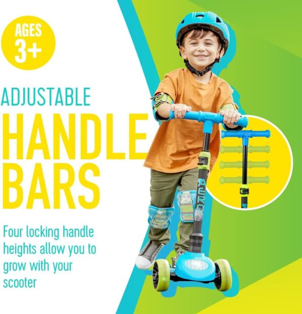 61wWStp7-fL._AC_SL1080_.jpg Flybar Aero 3 Wheel Kick Scooter para crianças - Kick Scooter, Step Brake, Altura Ajustável e Inclinar para dirigir - para meninos e meninas de 3 a 12 anos (LED Blue Streak)