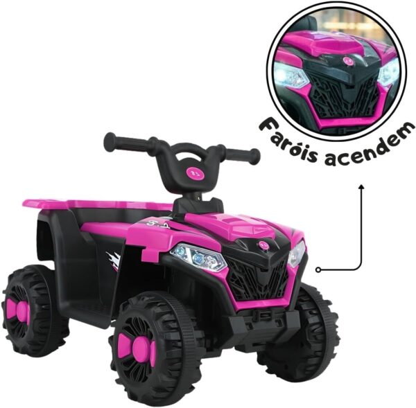 Mini Quadriciclo Elétrico Infantil Bateria 6V com Luz e Som Rosa
