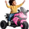 Moto Elétrica Infantil Triciclo com Controle Remoto para Crianças, Bateria 6V Recarregável e Farol, Brinquedo Veículo para Meninos e Meninas Passeio Divertido