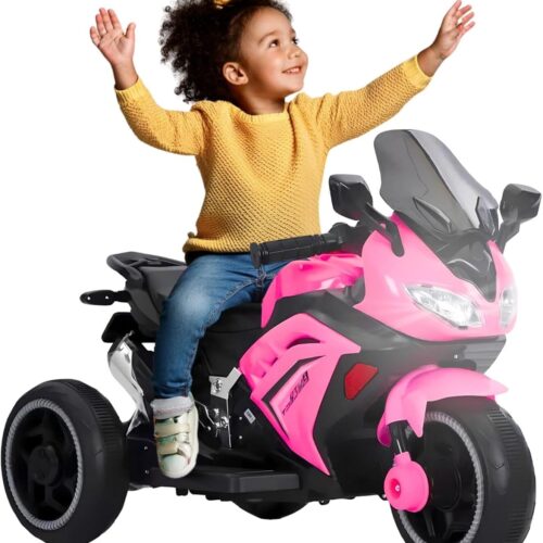 713-umK4GZL._AC_SL1500_.jpg Moto Elétrica Infantil Triciclo com Controle Remoto para Crianças, Bateria 6V Recarregável e Farol, Brinquedo Veículo para Meninos e Meninas Passeio Divertido