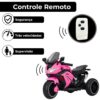 Moto Elétrica Infantil Triciclo com Controle Remoto para Crianças, Bateria 6V Recarregável e Farol, Brinquedo Veículo para Meninos e Meninas Passeio Divertido