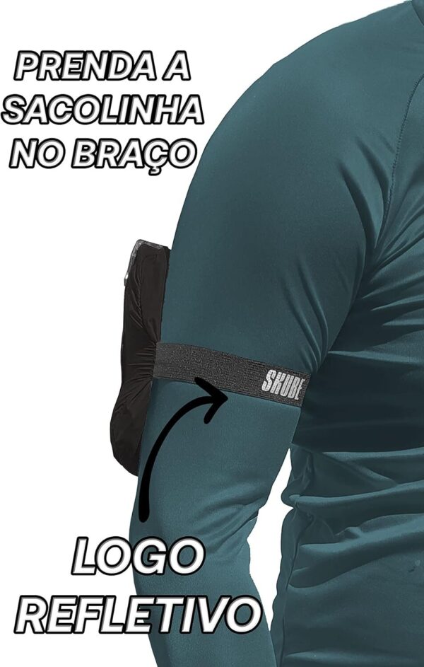 Jaqueta Corta Vento de Nylon Skube Fio de Poliamida Repelente à Água que Vira Bolsa de Prender no Braço para Correr