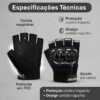 Luva Motociclista Ciclista Meio Dedo Respirável com Proteção nas Juntas – Touchscreen, Antiderrapante, Alta Ventilação