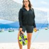 Jaqueta Feminina Corta Vento Impermeável com Forro e Capuz – Esportiva, Casual, Leve e Resistente à Água – Marca Lufran – Preta do P ao EG
