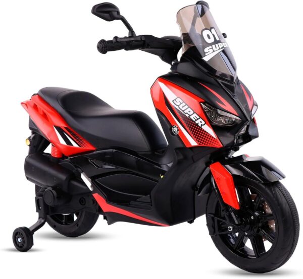 71D2VOEGfdL._AC_SL1500_.jpg Bang Toys - Scooter Elétrica Infantil Revvo XR 12V - com Rodas de Treinamento, Luzes de LED, Sons, Entrada USB/MP3, Bluetooth e Suspensão - Suporta até 25kg - Cor Vermelho
