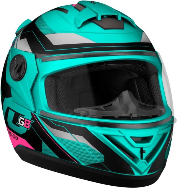 71Igwdi21L._AC_SL1200_.jpg CAPACETE FECHADO PRO TORK EVOLUTION 788 G8 EVO FOSCO VERDE TURQUESA - PINK TAM. 58