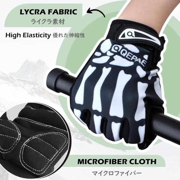 TRIWONDER Luvas de ciclismo para homens e mulheres – Luvas de esqueleto para fantasia de Halloween luvas de moto de caveira para ciclismo, Black - Full Finger, Medium