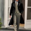 71LDg76iNlL._AC_SL1500_.jpg Runcati Sobretudo masculino trench coat transpassado lapela entalhada casual com cinto corta-vento outono clássico casaco longo