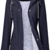 LOMON Casaco de chuva feminino impermeável, com capuz, forrado, corta-vento, jaqueta de viagem P-2GG