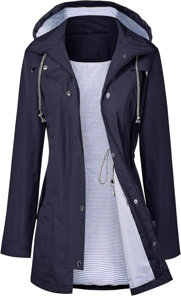 LOMON Casaco de chuva feminino impermeável, com capuz, forrado, corta-vento, jaqueta de viagem P-2GG