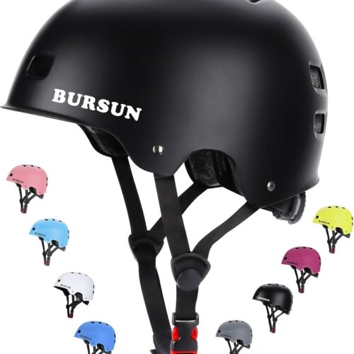 BURSUN Capacete De Bicicleta E Skate Para Crianças 5 A 8 Anos, Jovens Adultos 14 16 Scooter Multiesportiva Ajustável, Bicicleta, Patins, Patins Em Linha, Hoverboard, Longboard, 3 Tamanhos