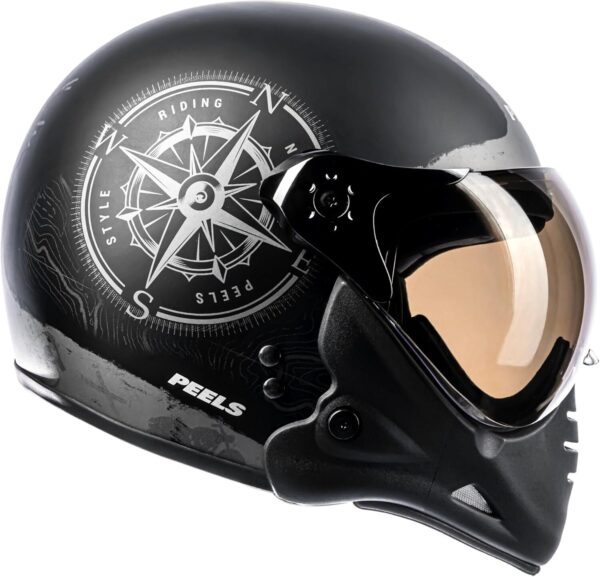 71R8C4YOWL._AC_SL1500_.jpg Peels Capacete Aberto Moto com Queixeira Removível F-21 North Preto Fosco/Grafite 58