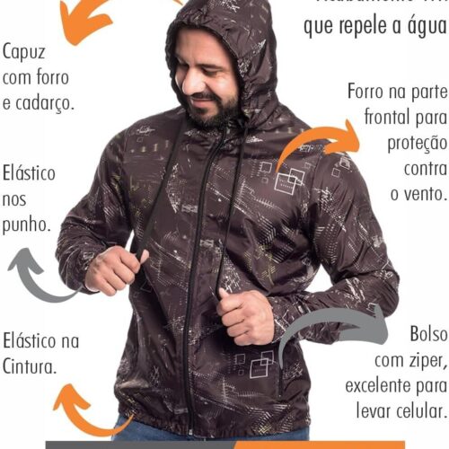 71RAfGAnq0L._AC_SL1200_.jpg Jaqueta Masculina Corta Vento Estampada com Forro e Capuz – Esportiva, Casual, Leve e Resistente à Água – Marca SLICK – P ao EG