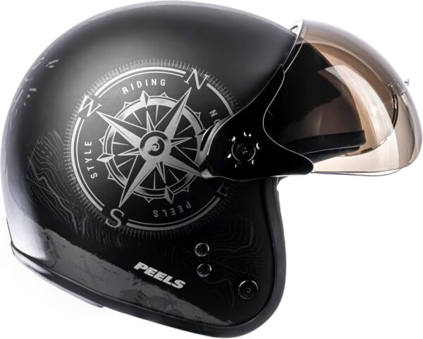 71RjDyrVl2L._AC_SL1500_.jpg Peels Capacete Aberto Moto com Queixeira Removível F-21 North Preto Fosco/Grafite 58