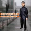 71Umw1iQ1NL._AC_SL1500_.jpg Conjunto Capa de Chuva Motoqueiro Tamanho G PVC 0,28mm Pop Gola Masculino - Pioneira 2510-PRE-G