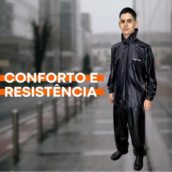 71Umw1iQ1NL._AC_SL1500_.jpg Conjunto Capa de Chuva Motoqueiro Tamanho G PVC 0,28mm Pop Gola Masculino - Pioneira 2510-PRE-G