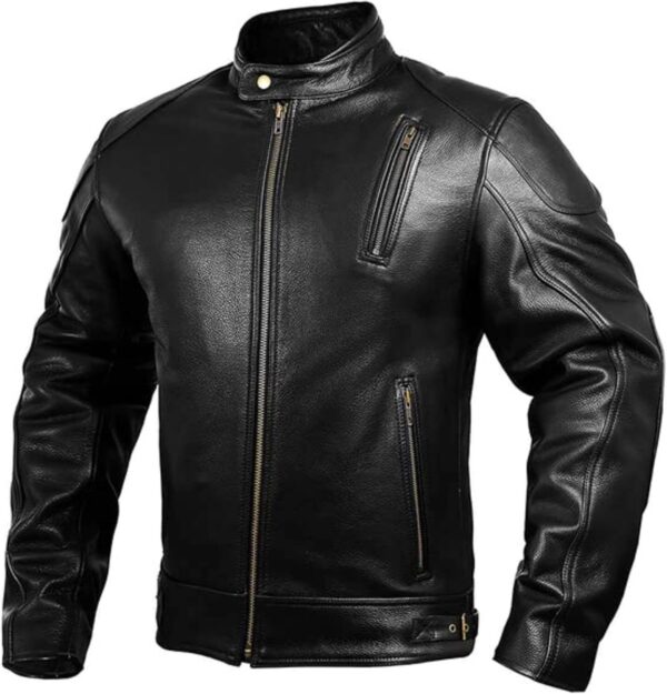 71YjsA3REdL._AC_SL1500_.jpg HWK Jaqueta de couro para motociclista com armadura masculina, jaqueta de couro genuíno Cafe Racer para equitação resistente ao clima