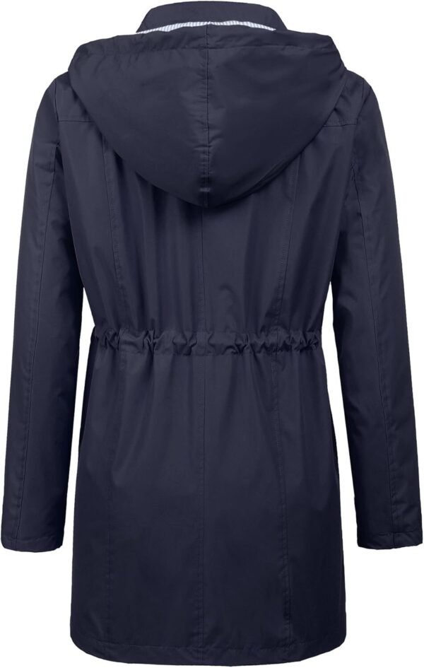 LOMON Casaco de chuva feminino impermeável, com capuz, forrado, corta-vento, jaqueta de viagem P-2GG