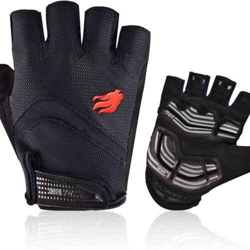71crUAEuLL._AC_SL1200_.jpg Luvas de ciclismo respiráveis FIRELION (meio dedo) – Gel Pad antiderrapante com absorção de choque MTB DH – Luvas de bicicleta Mountain Road, Esportivo, Preto, X-Large