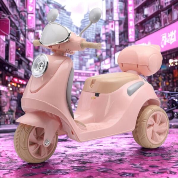 Moto Motinho Scooter Elétrica 6V Infantil Som Luz Música Triciclo Menino Menina Criança (Rosa)