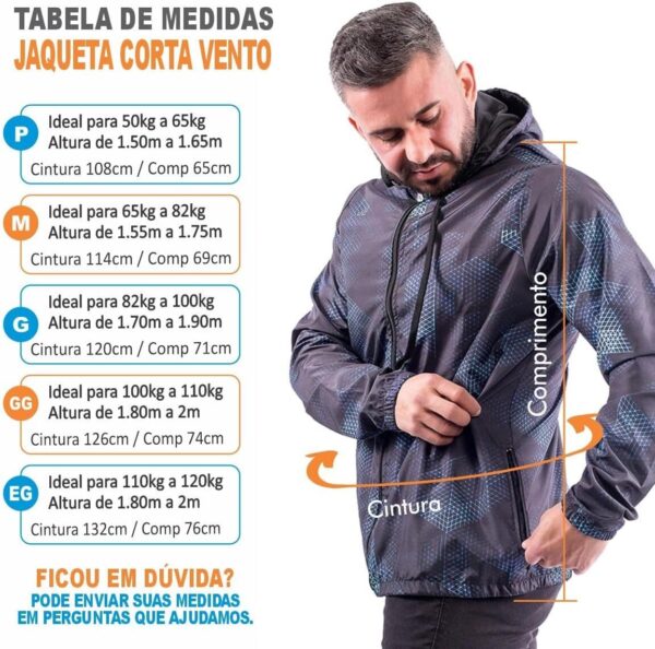 Jaqueta Masculina Corta Vento Estampada com Forro e Capuz – Esportiva, Casual, Leve e Resistente à Água – Marca SLICK – P ao EG