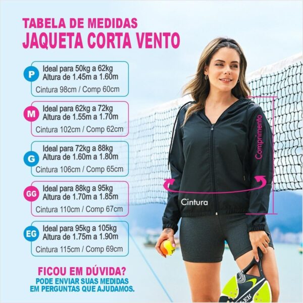 Jaqueta Feminina Corta Vento Impermeável com Forro e Capuz – Esportiva, Casual, Leve e Resistente à Água – Marca Lufran – Preta do P ao EG