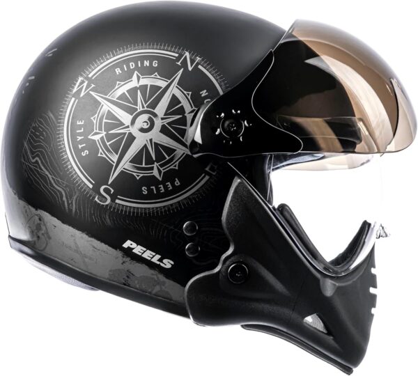 81-cU-tHvsL._AC_SL1500_.jpg Peels Capacete Aberto Moto com Queixeira Removível F-21 North Preto Fosco/Grafite 58