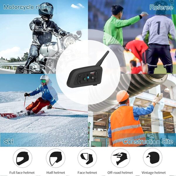 81451aG5PpL._AC_SL1500_.jpg EJEAS Fone de ouvido Vnetphone V6 Bluetooth para motocicleta, 2 motociclistas intercom Bluetooth 5.1 sistema de comunicação com chamadas de mãos livres e redução de ruído para motociclismo, esqui e escalada (pacote com 2)