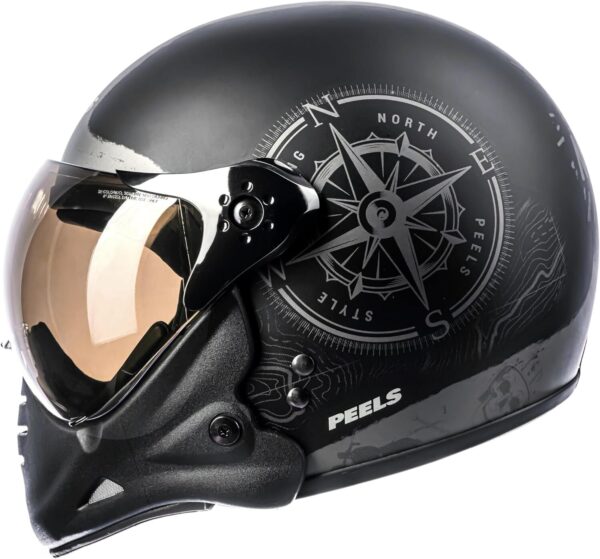 81Pz2ZRUNwL._AC_SL1500_.jpg Peels Capacete Aberto Moto com Queixeira Removível F-21 North Preto Fosco/Grafite 58